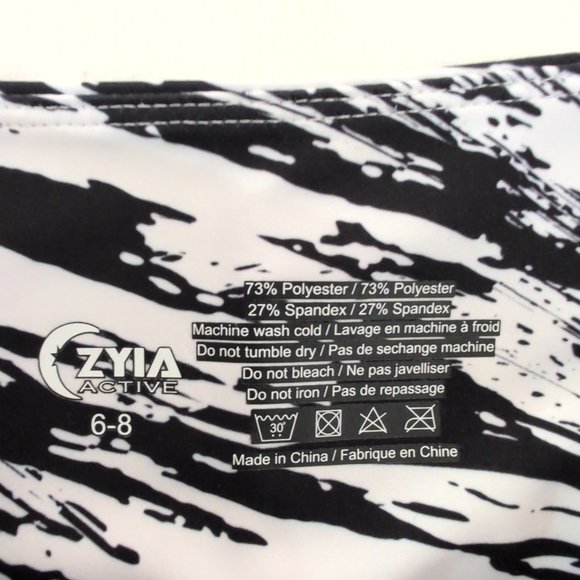 Zyia High-Waist Black & White Print Leggings Size 6 - Picture 4 of 5